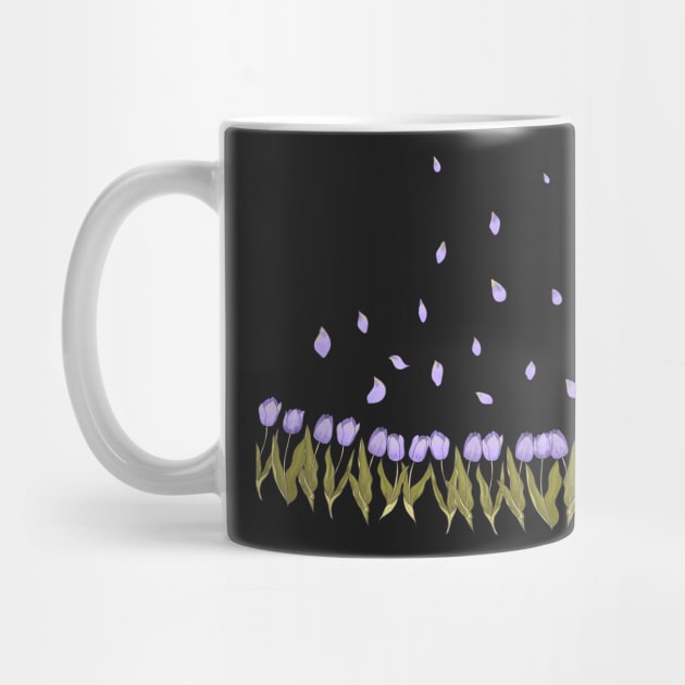 Violet tulips over deep purple background by andreeadumez